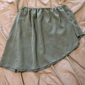 SHEIN Asymmetrical Strapless Top and Shorts Set in Sage Green